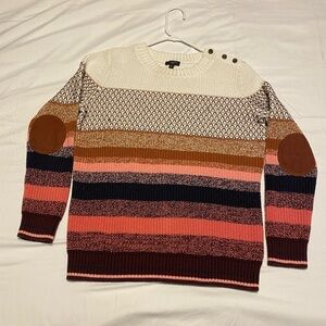 💚 Talbots | multi colour knit sweater with elbow patches - small petite